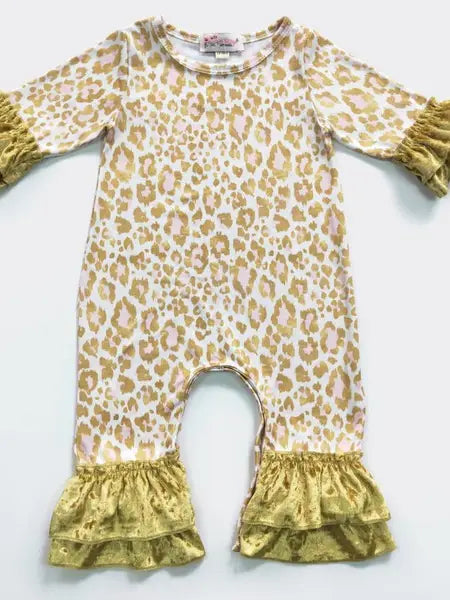 Golden Leopard Baby Romper