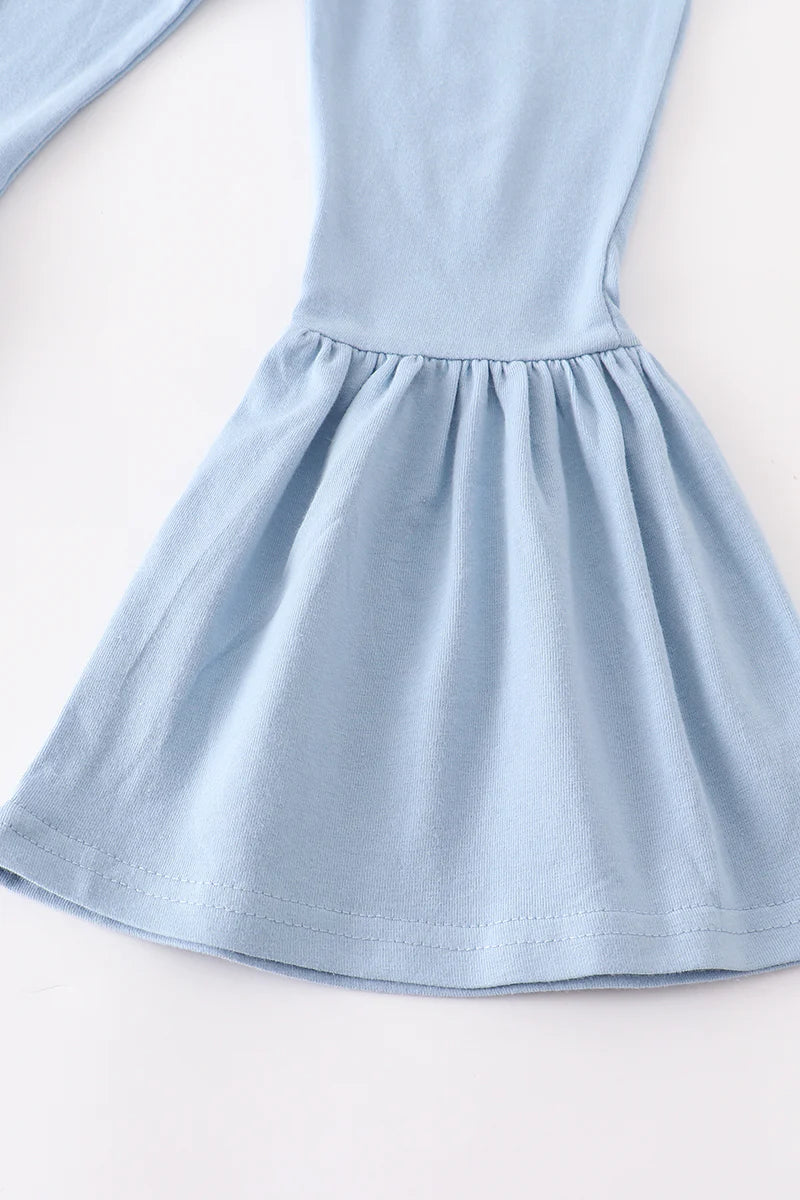Light Blue Bell Bottom Ruffle Pants