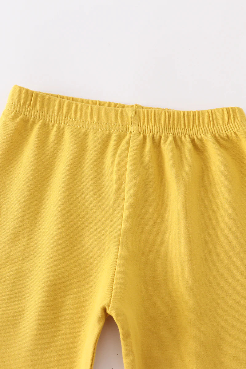 Mustard Ruffle Leggings