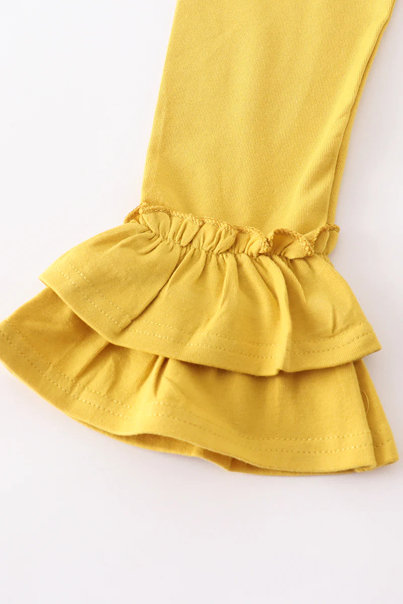 Mustard Ruffle Leggings