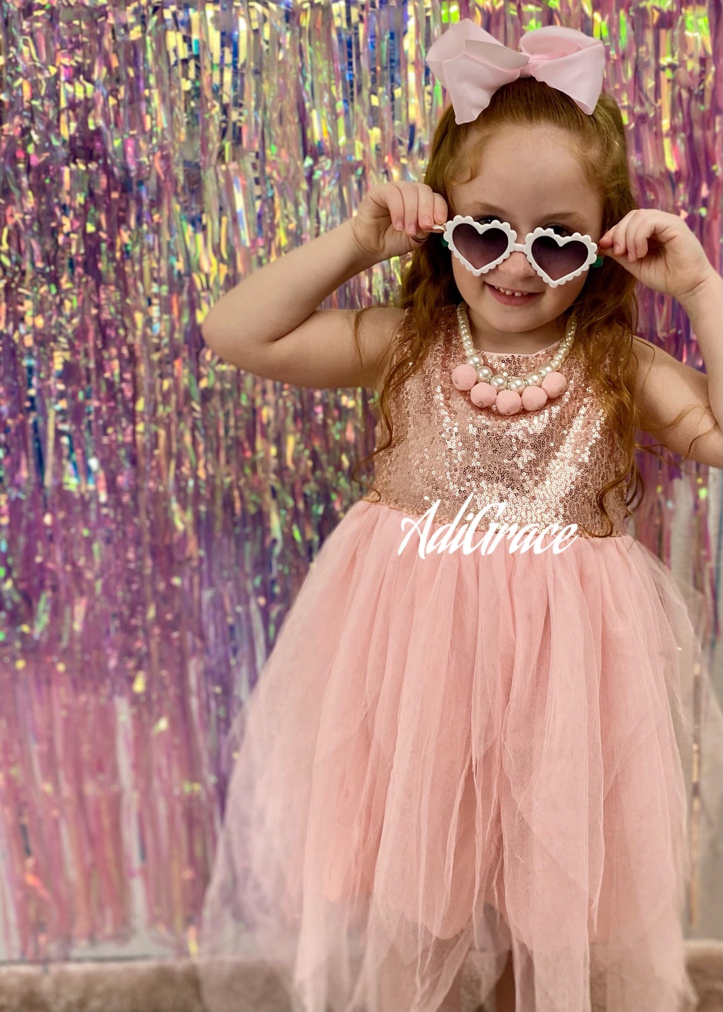 Pink Sequins Girls Tutu Dress