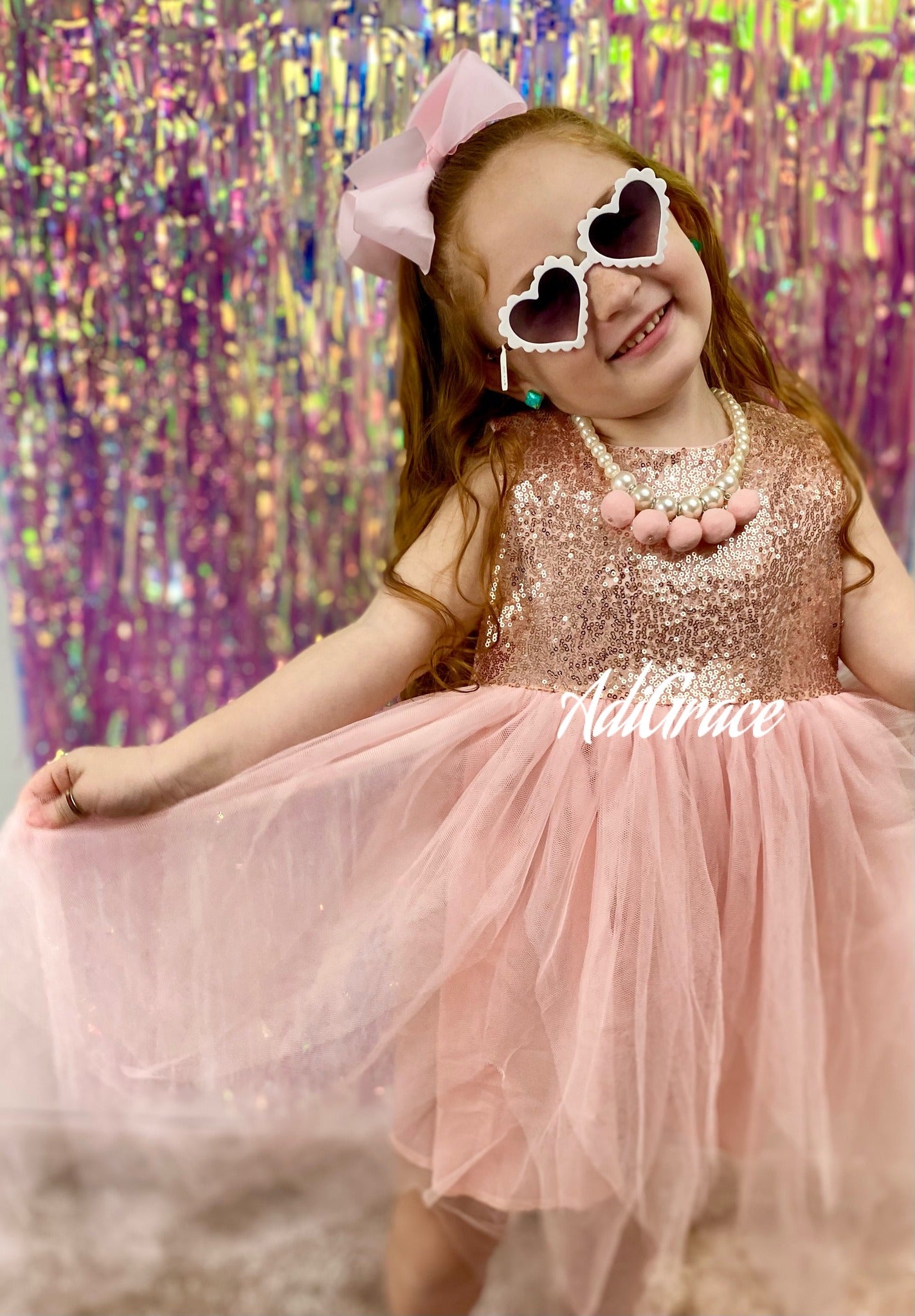 Pink Sequins Girls Tutu Dress