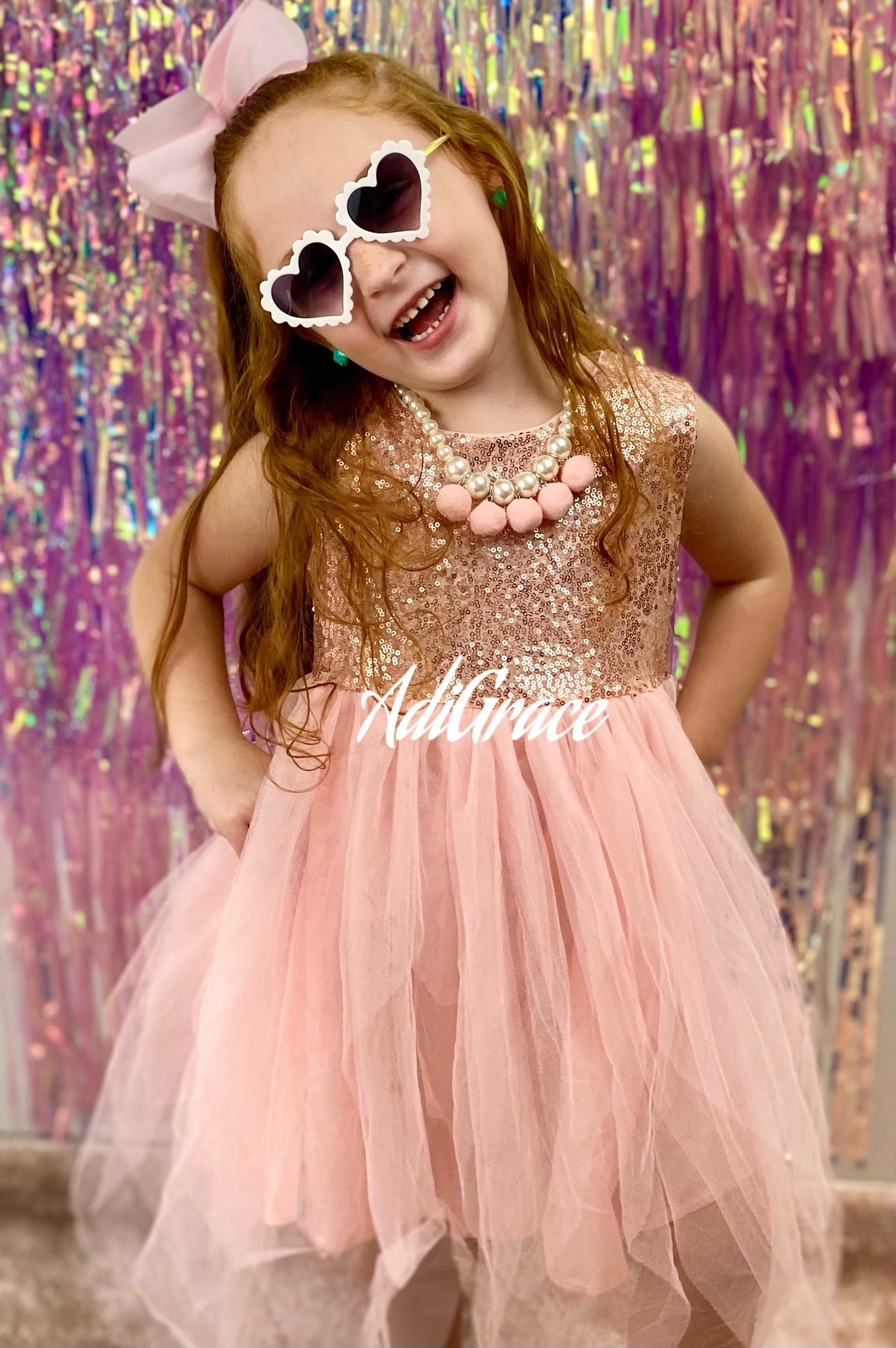 Pink Sequins Girls Tutu Dress
