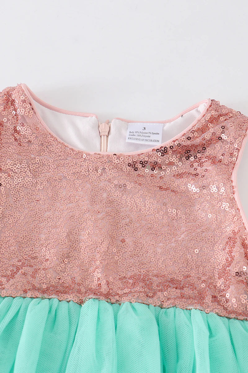 Gold Sequin and Turquoise Tutu Dress