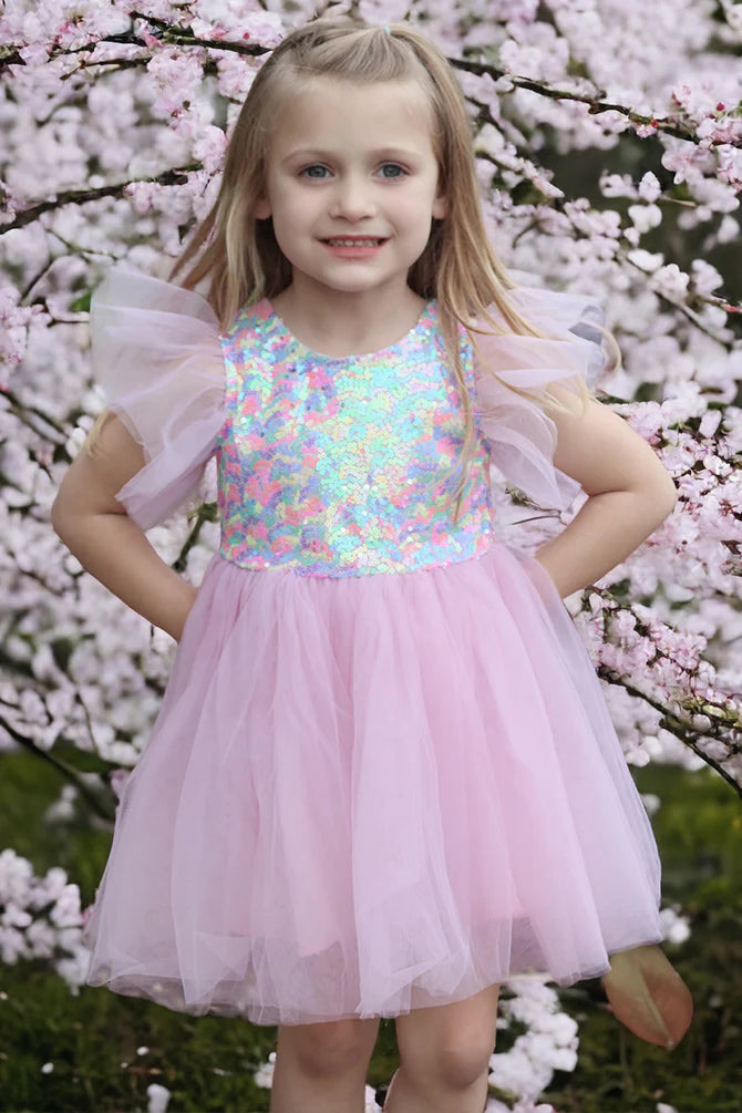 Multi Color Sequin and Tulle Dress