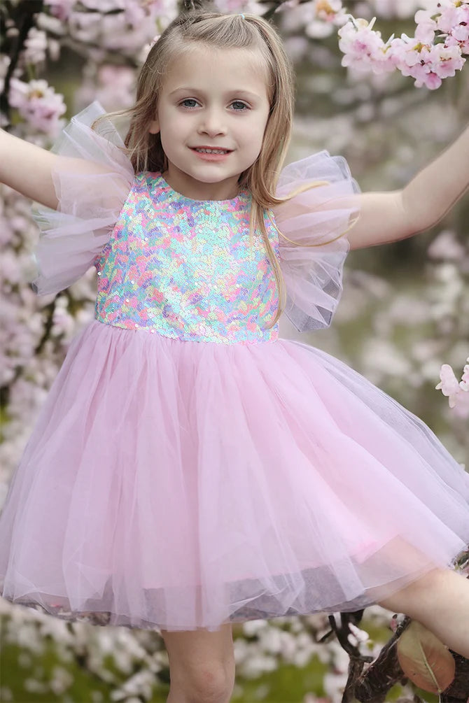 Multi Color Sequin and Tulle Dress