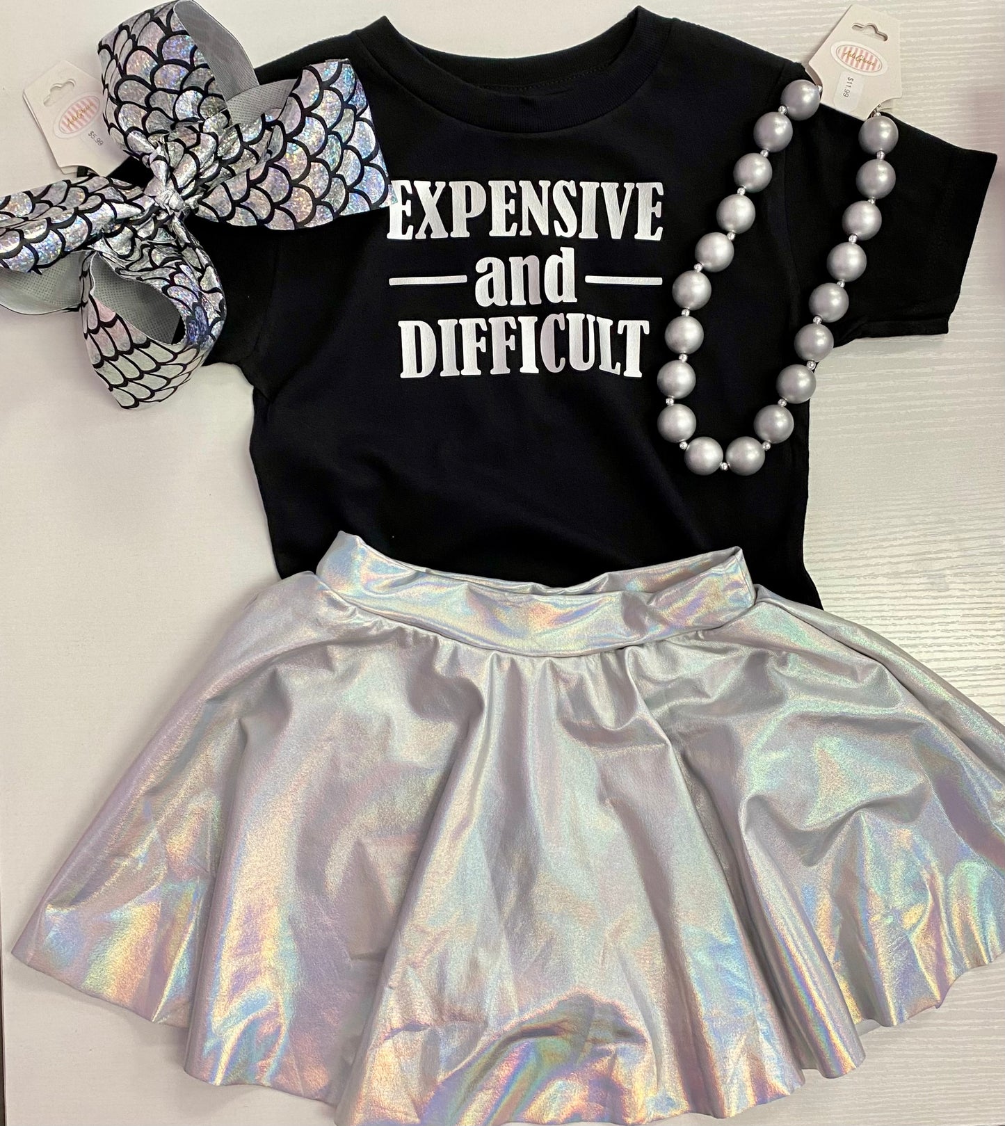 Iridescent Platinum Metallic Skort