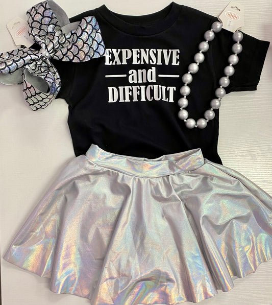 Iridescent Platinum Metallic Skort