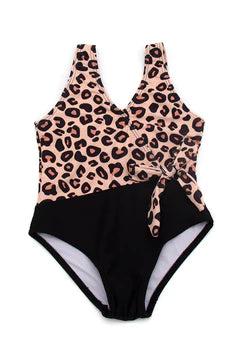 Leopard and Black Mommy and Me Swimsuit - Girls
