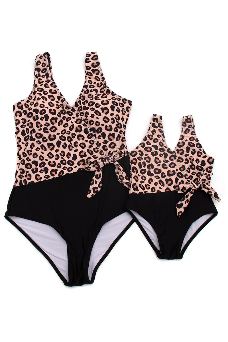 Leopard and Black Mommy and Me Swimsuit - Girls