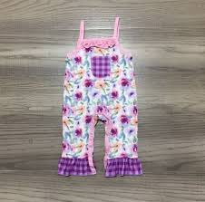 Purple Floral Ruffle Baby Romper