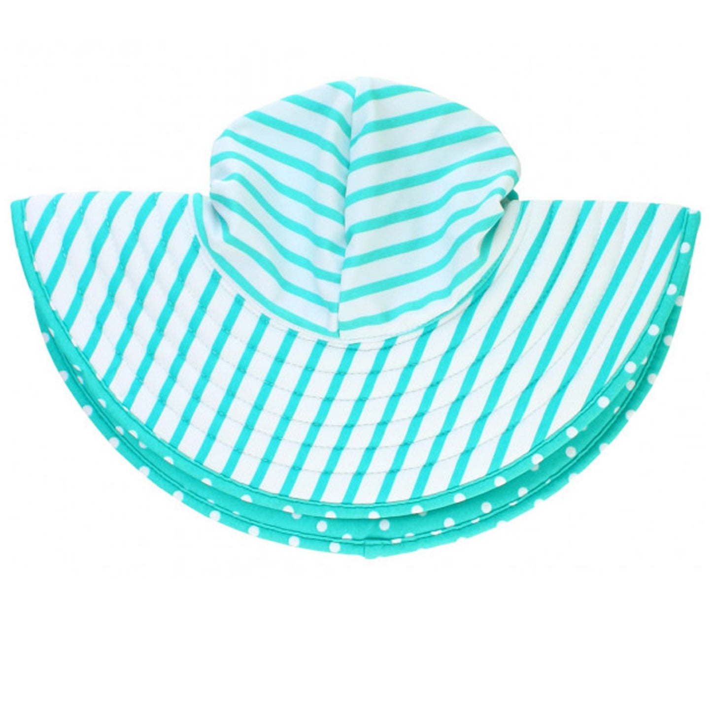Teal Polka Dot and Striped Reversible Swim Hat